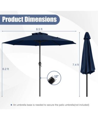 Outdoor Heavy Duty Market Umbrella with Crank Handle and 8 Sturdy Ribs