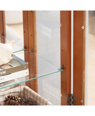 Glass Lighted Curio Cabinet with Adjustable Shelves (OAK)