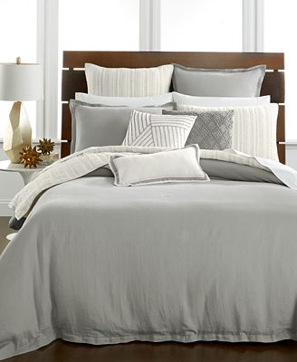 Hotel Collection Linen Fog Full/Queen Duvet Cover, Created for Macy's ...