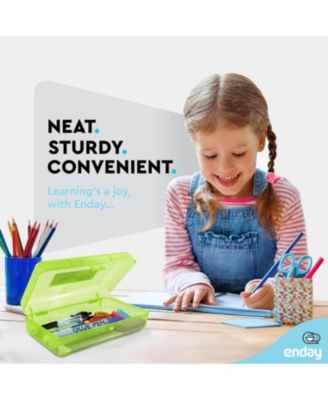 Plastic Pencil Box with Snap Closure Lids Pink, Small Utility Storage Crayon School and Office Supplies Case Organizer, 1 Pc