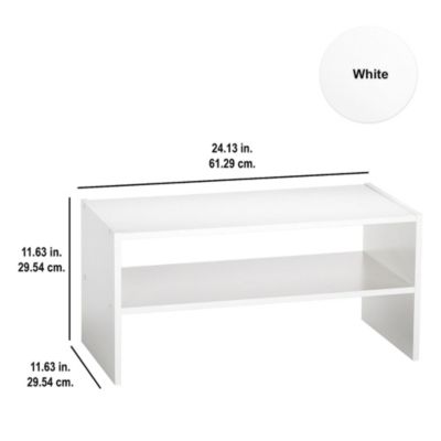 24 Inch Wide Horizontal Stackable Closet Storage Organizer, White