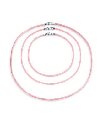 Set of 3 Satin Silk Cord Necklaces with Sterling Silver Clasp