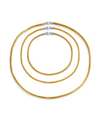 Set of 3 Satin Silk Cord Necklaces with Sterling Silver Clasp