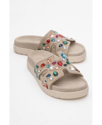 Denilla Leather Embellished Slide Sandal (Women)