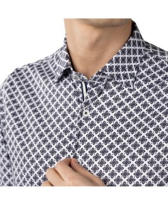 LUCHIANO VISCONTI Men's Navy and White Floral Shirt