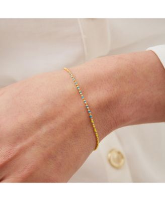 Sterling Silver Enamel Mine Beaded Colourful Rainbow Bracelet