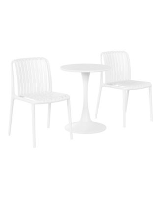 3-Piece Outdoor Metal Dining Table Set And Stackable Resin Patio Chairs