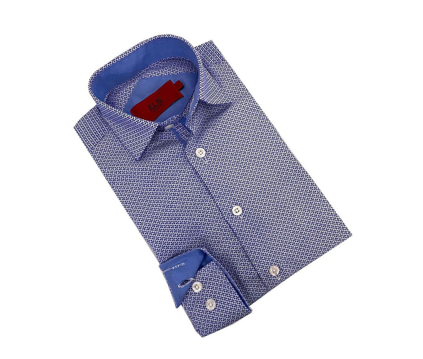 Рубашка Elie Balleh Blue Tonal Neat Slim Fit Shirt для мальчиков, цвет: Синий — фото 2