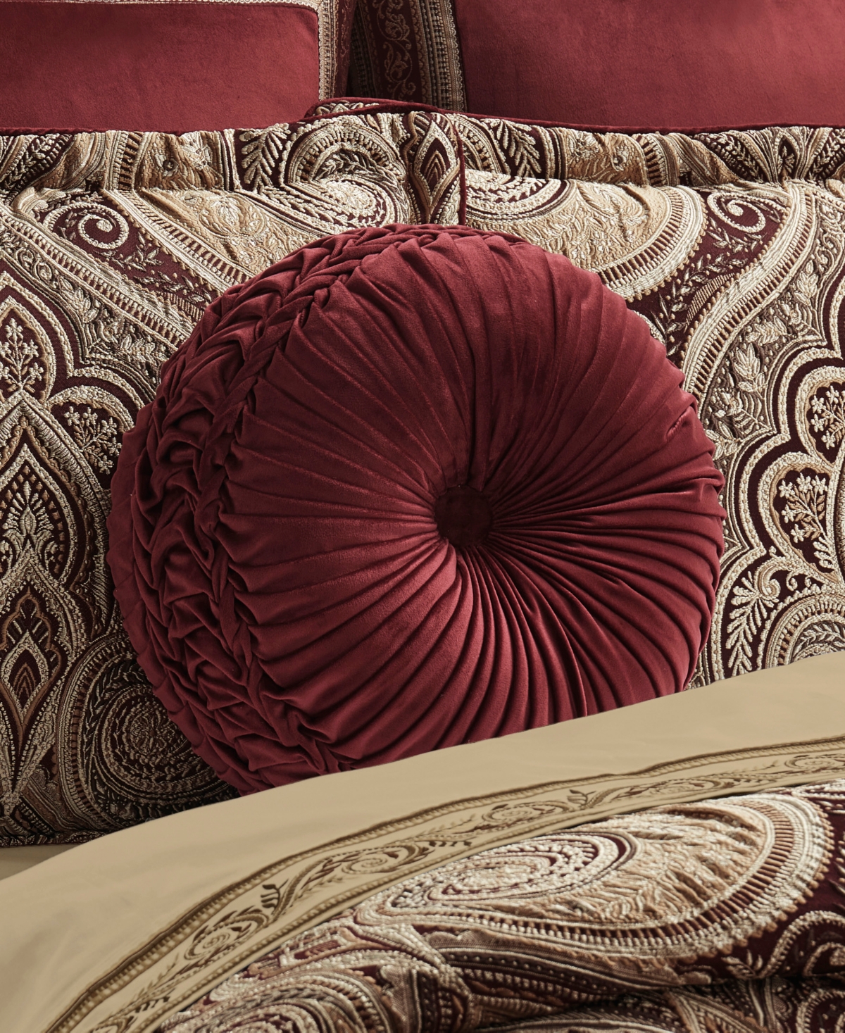 J Queen New York Calistoga Tufted Decorative Pillow, 15" Round