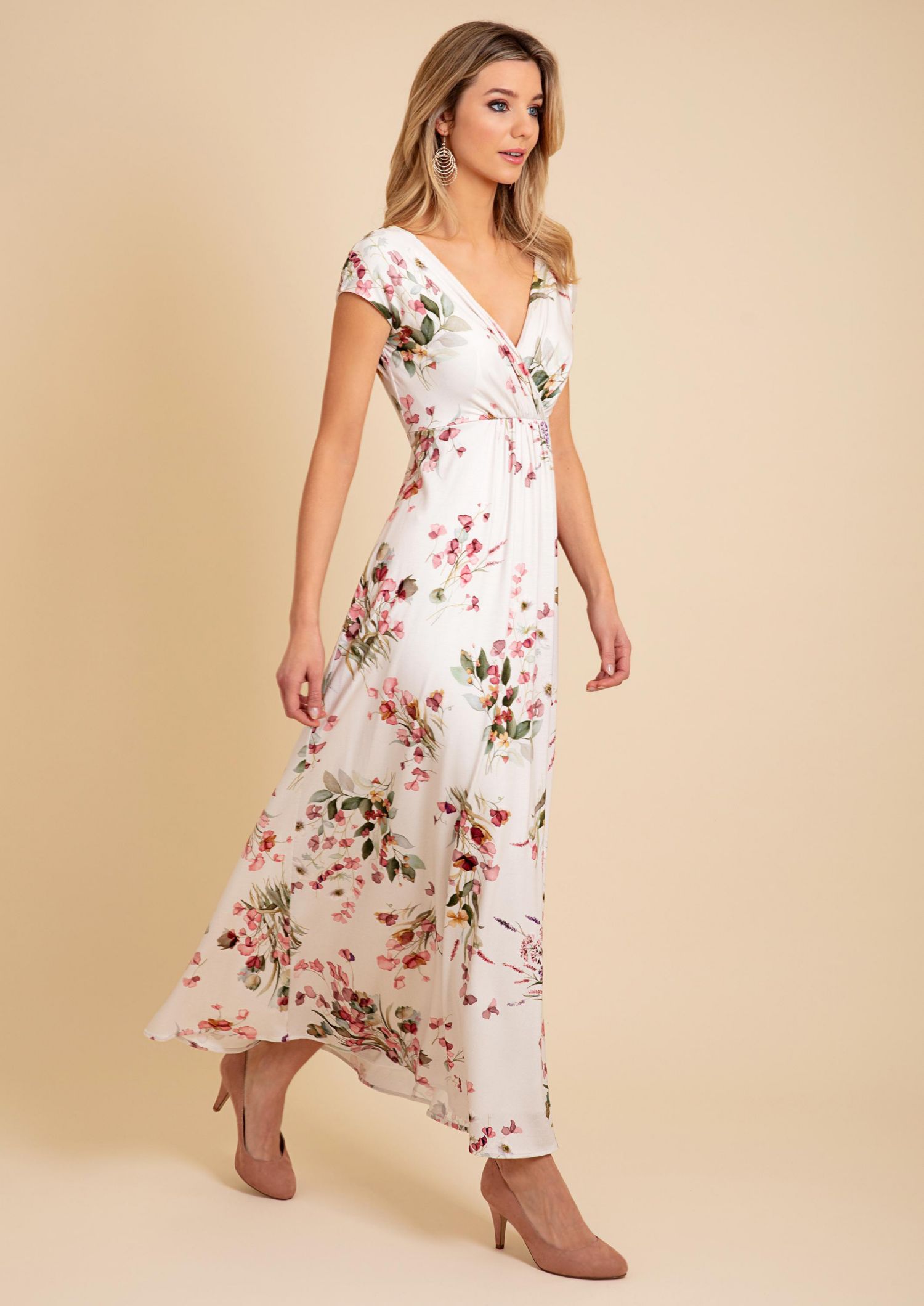 Women's Sophia V-Neck Short Sleeve Maxi Dress