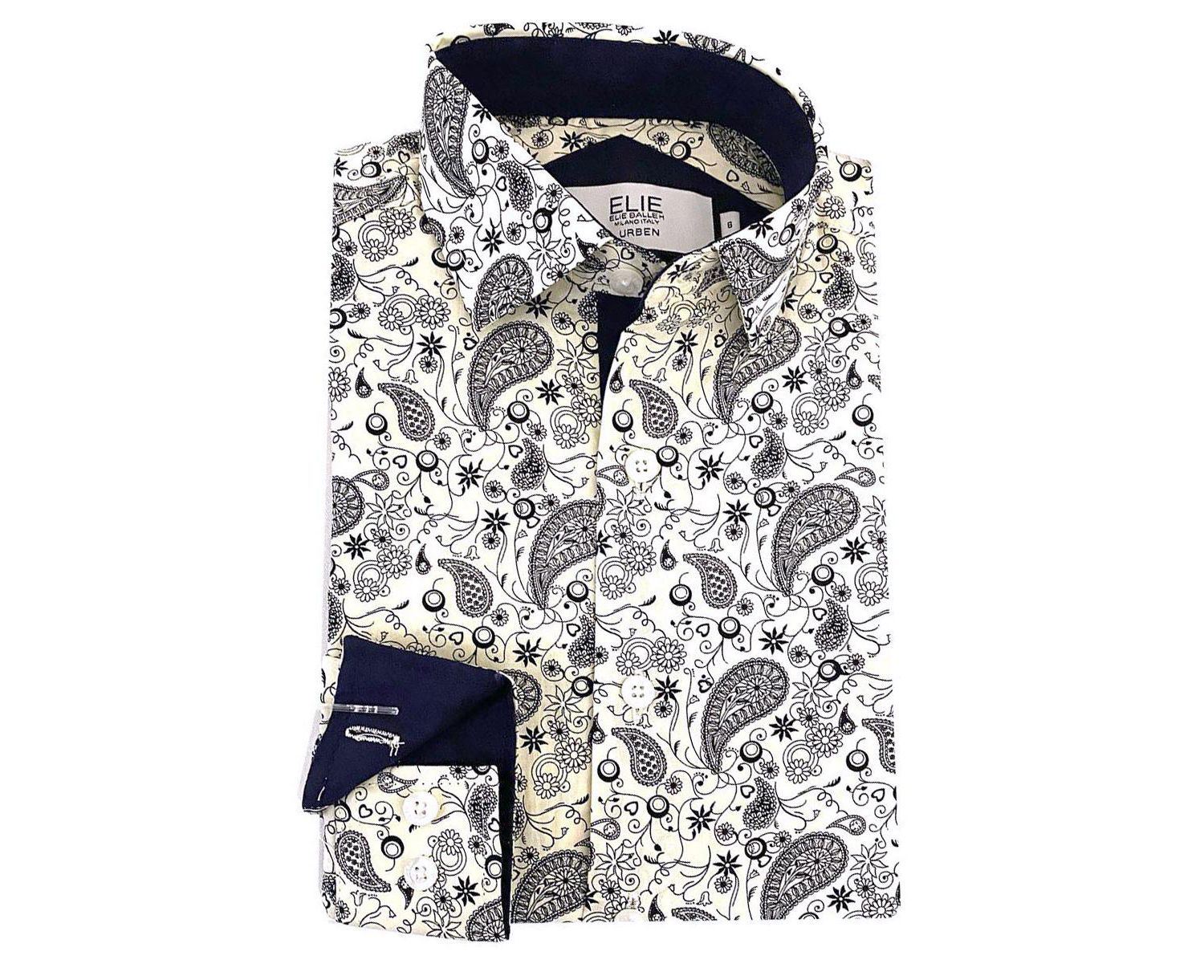 Big Boys White Paisley Slim Fit Shirt