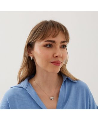 Baguette Cubic Zirconia Sterling Silver Pave Hoop Earrings