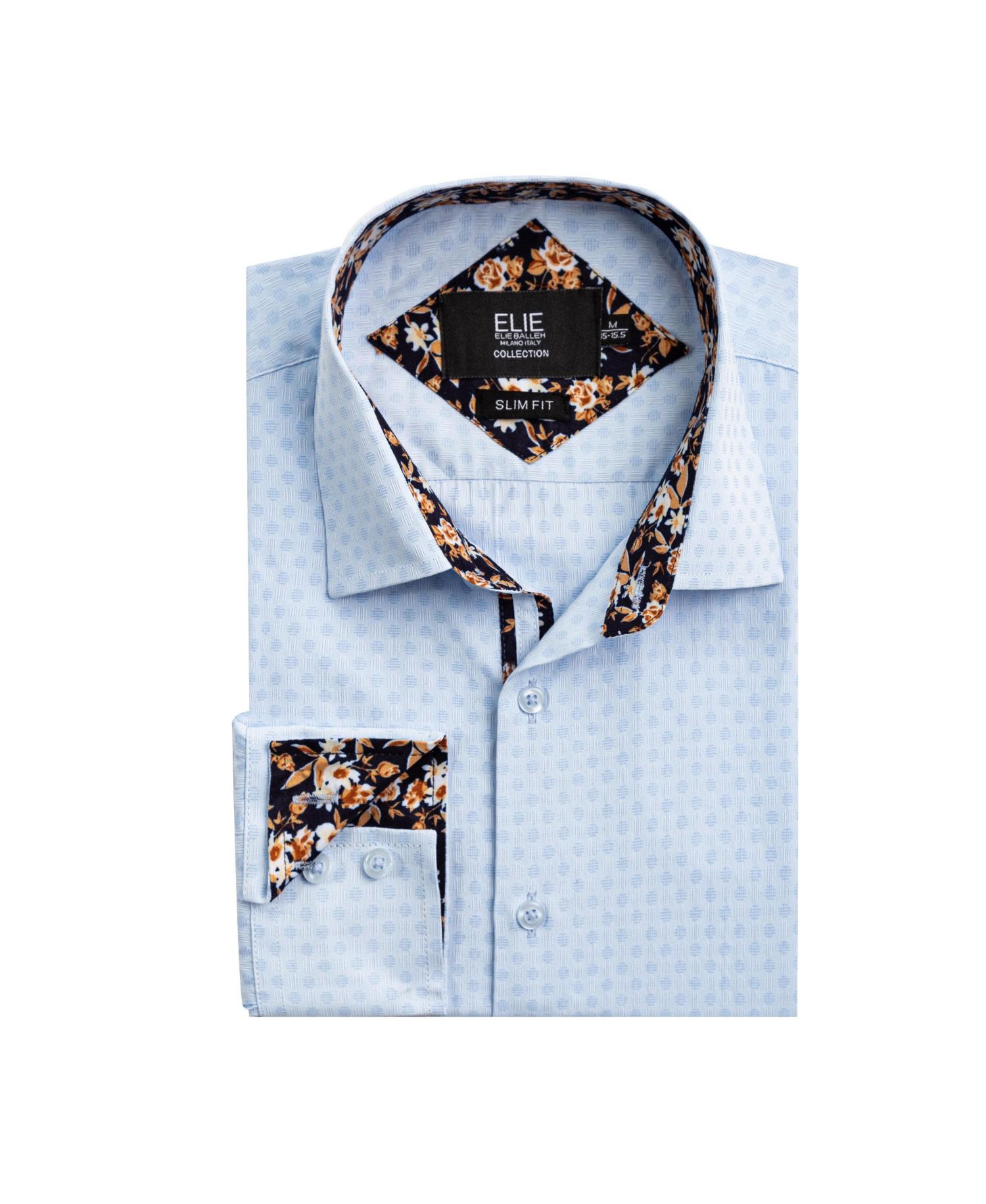 Big Boys Blue Slim Fit Jacquard Dot Shirt