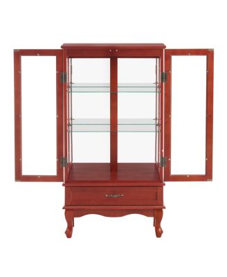 Glass Display Cabinet with Adjustable Shelves and LED Lighting
