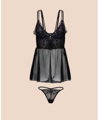 Plus Size Stevie Babydoll & G-String Set Lingerie