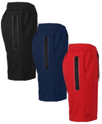 Men's 3-Pack Tech Fleece Performance With Heat Seal Zipper Pocket Shorts