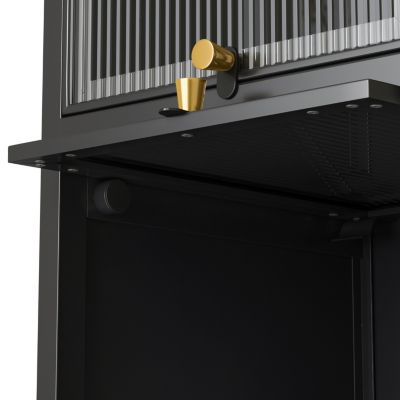 Modern 4-Tier Glass Door Cabinet with 5-Tier Storage for Home