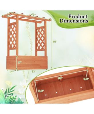 Wooden Raised Garden Bed Elevated Planter Box with Trellis and Hanging Roof-Orange