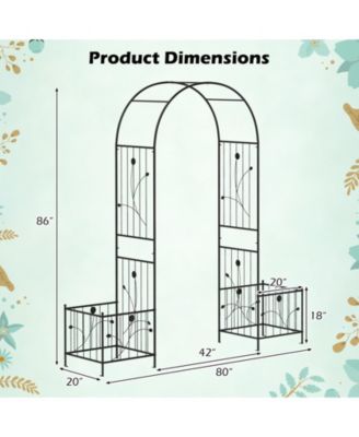 2 in 1 Garden Arbor with 2 Side Planters and 8 Ground Stakes