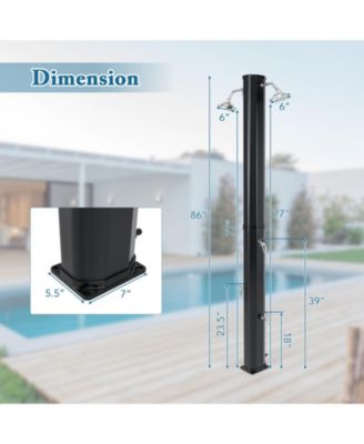 9.3 Gallon Solar Heated Outdoor Shower with Dual Shower Heads