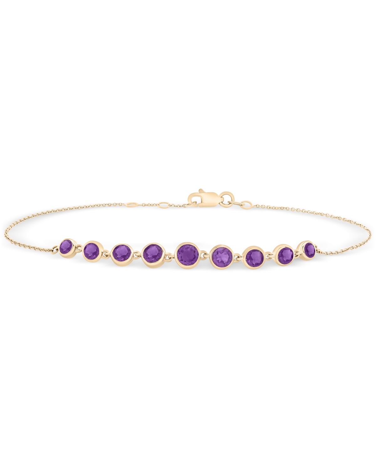 Macy's Amethyst Bezel Graduated Link Bracelet (1-1/2 Ct. T.w.) In 14k Gold-plated Sterling Silver