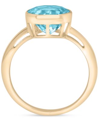 Sky Blue Topaz Bezel Circle Solitaire Statement Ring (3-3/4 ct. t.w.) in 14k Gold