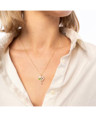 Pansy Violet Floral Necklace in Sterling Silver