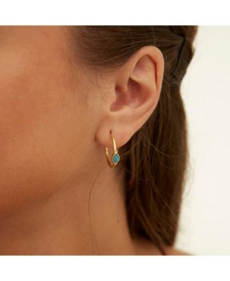 Drop Turquoise Solitaire Earrings Sterling Silver - Turquoise