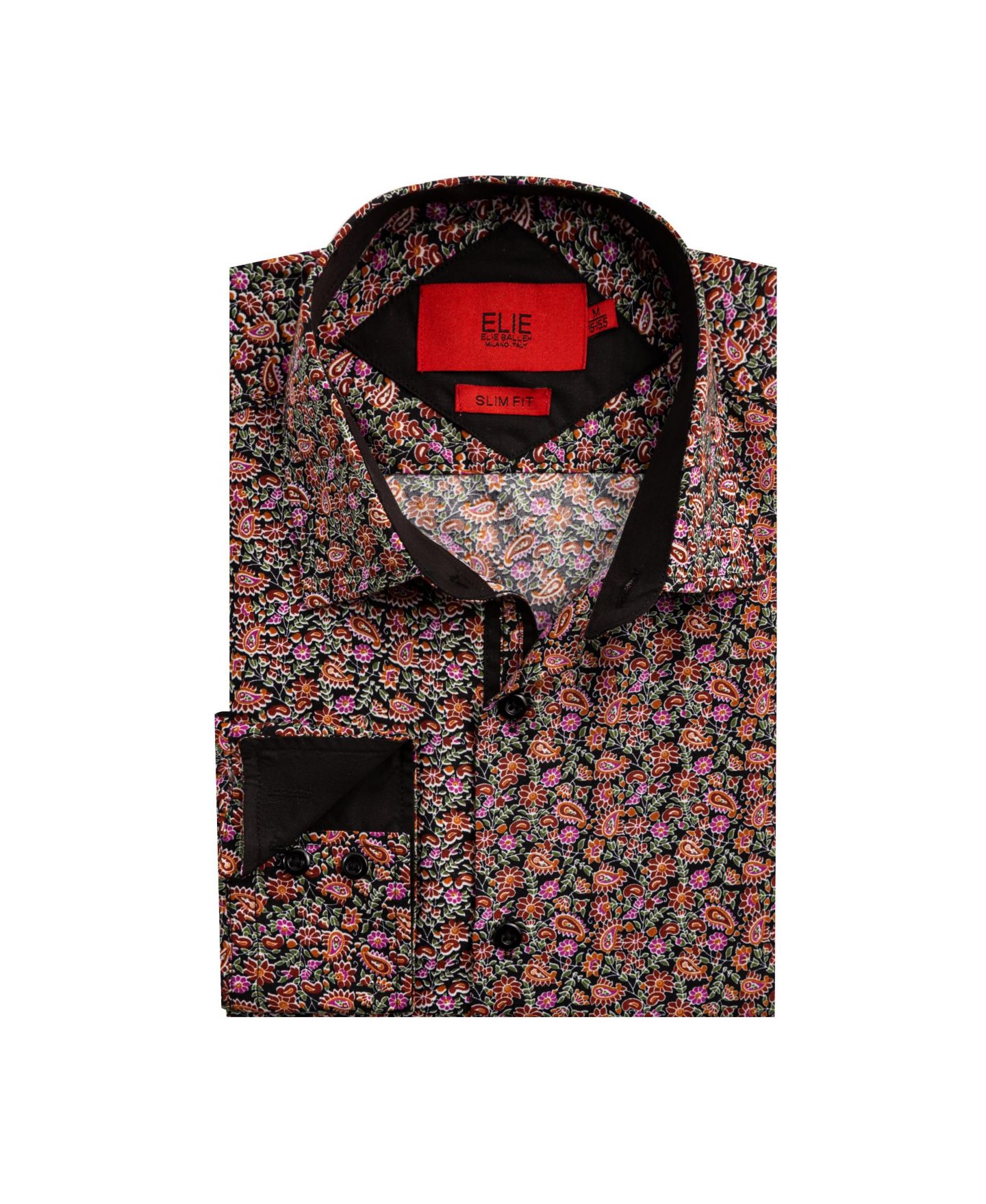 Рубашка Elie Balleh Black Slim Fit Paisley Print Shirt для мальчиков, цвет: Чёрный — фото 1
