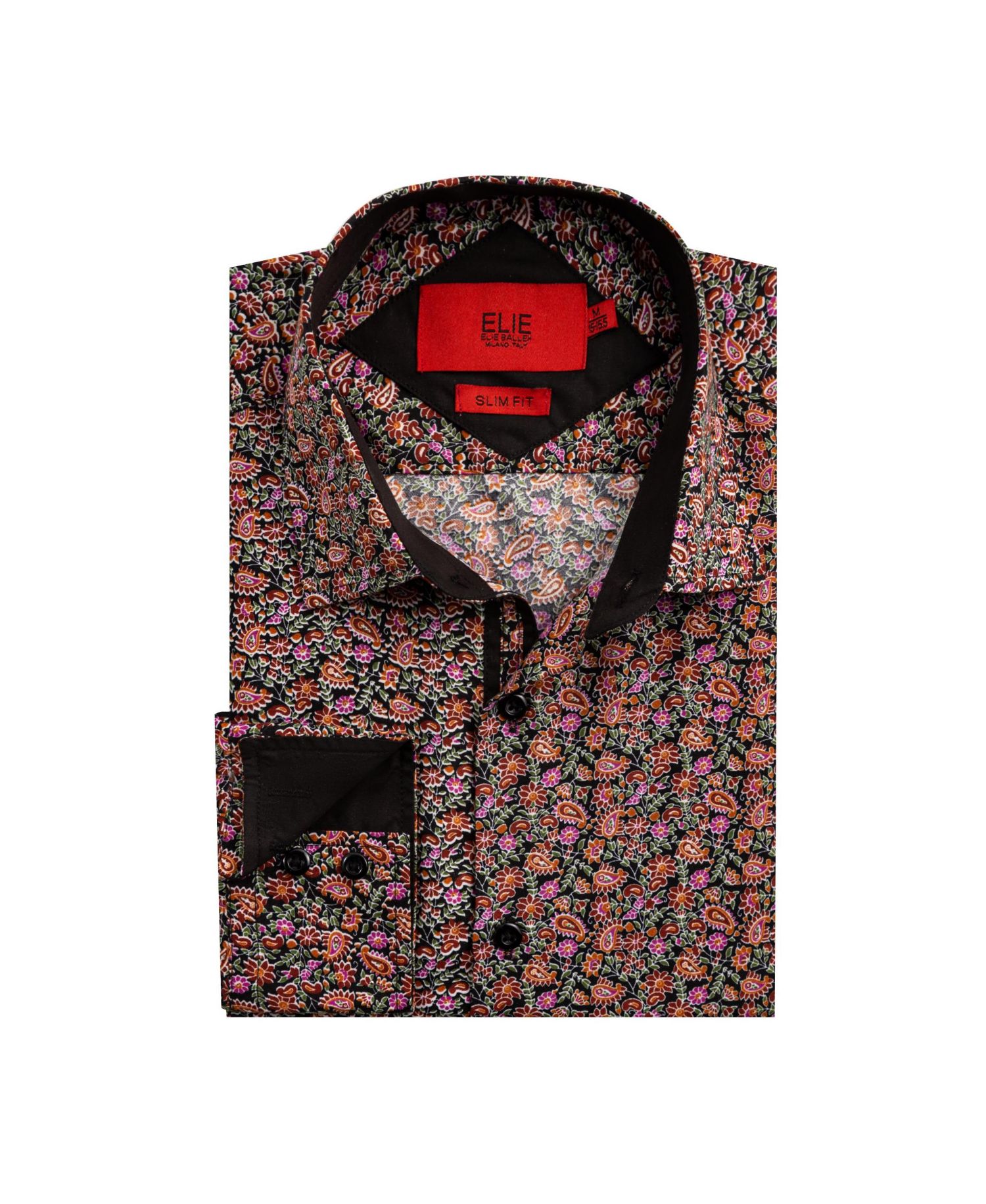 Big Boys Black Slim Fit Paisley Print Shirt
