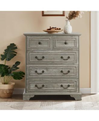 CASAINC Modern White 5 Drawer Dresser Bathrooom Cabinet Ample Storage Wide Chest of Drawers