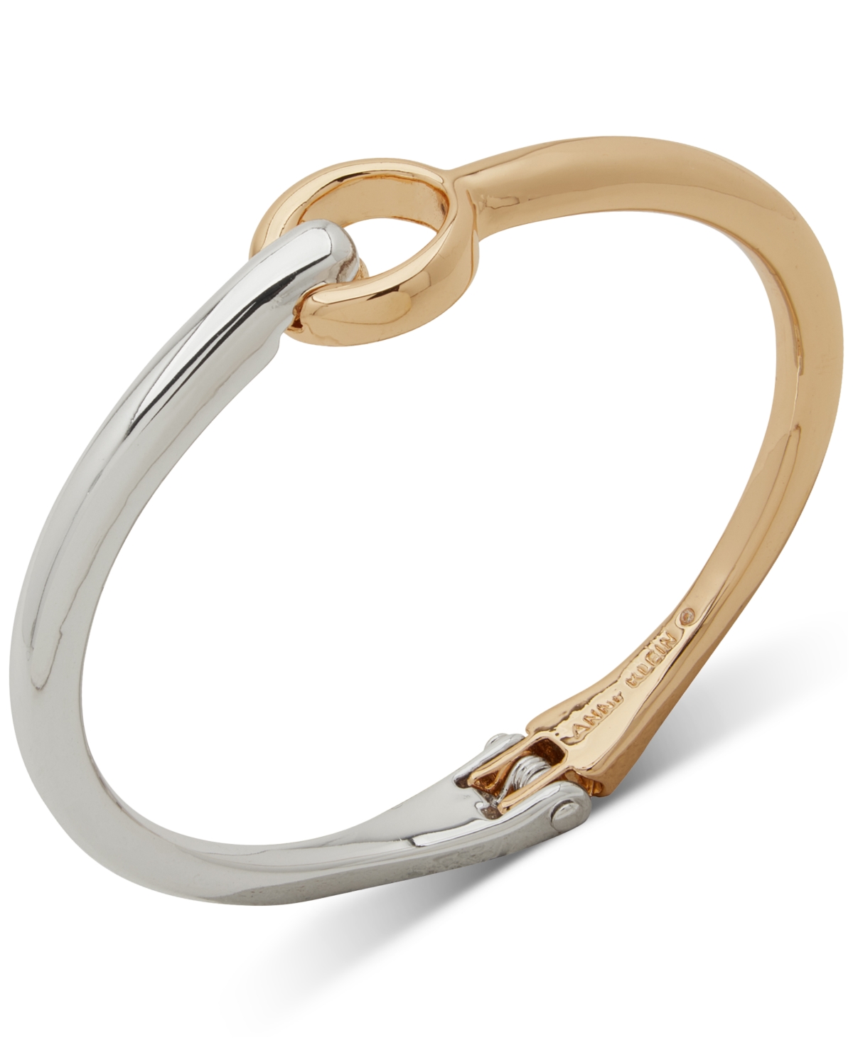 Two-Tone Open Hinged Bangle Bracelet - T-Tone