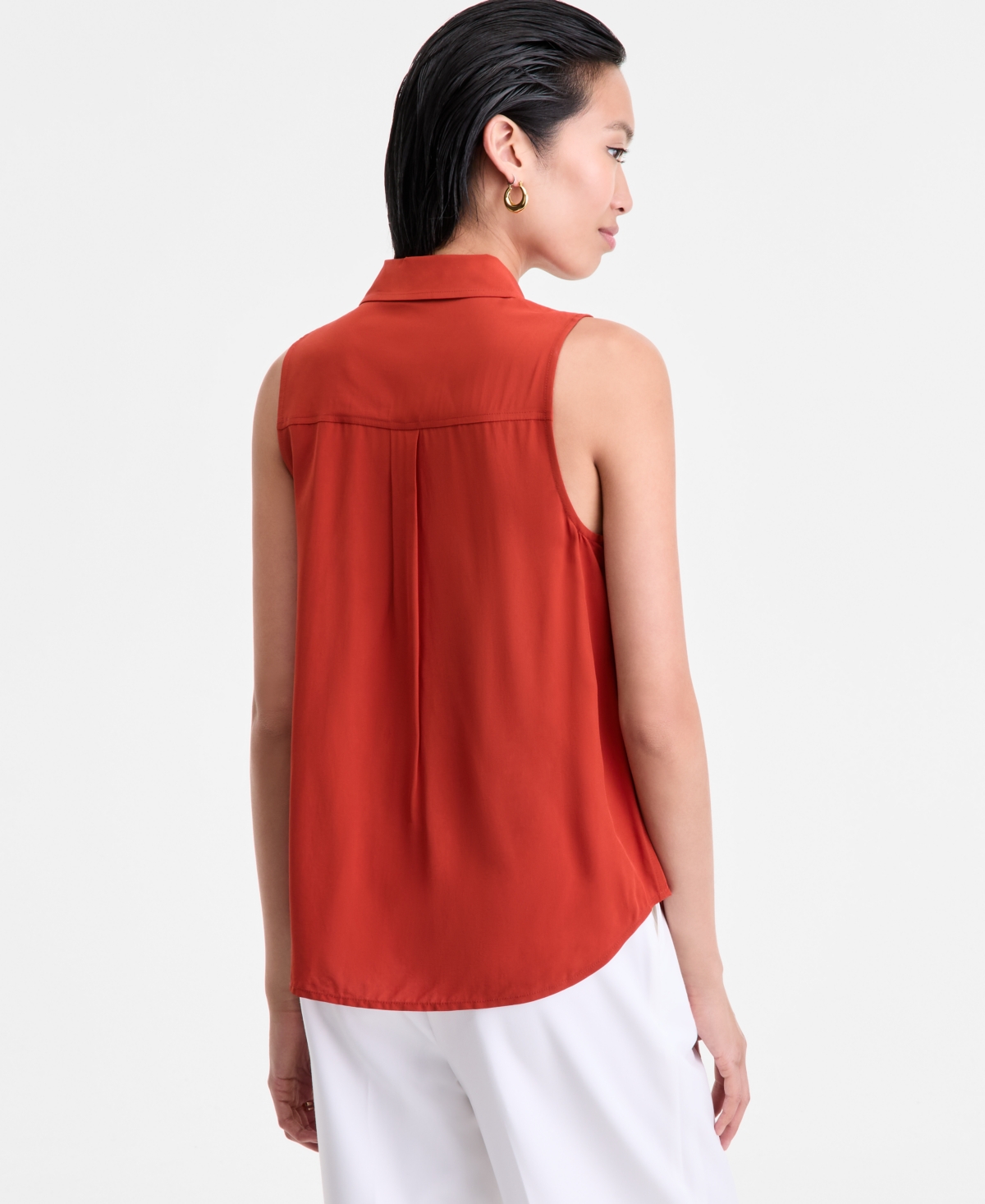 Inc International Concepts Women's Printed Button-down Sleeveless Blouse, Exclusively At Macy's