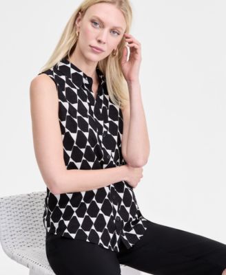  Women's Printed Sleeveless Shirt, Exclusively at Macy's