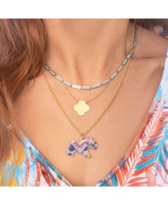 Multicolored Enamel Rhino Charm 14K Gold