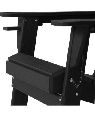 Outdoor Patio HDPE Resin Folding Adirondack Chairs With Cup Holder and Phone Holder (Set of Two)