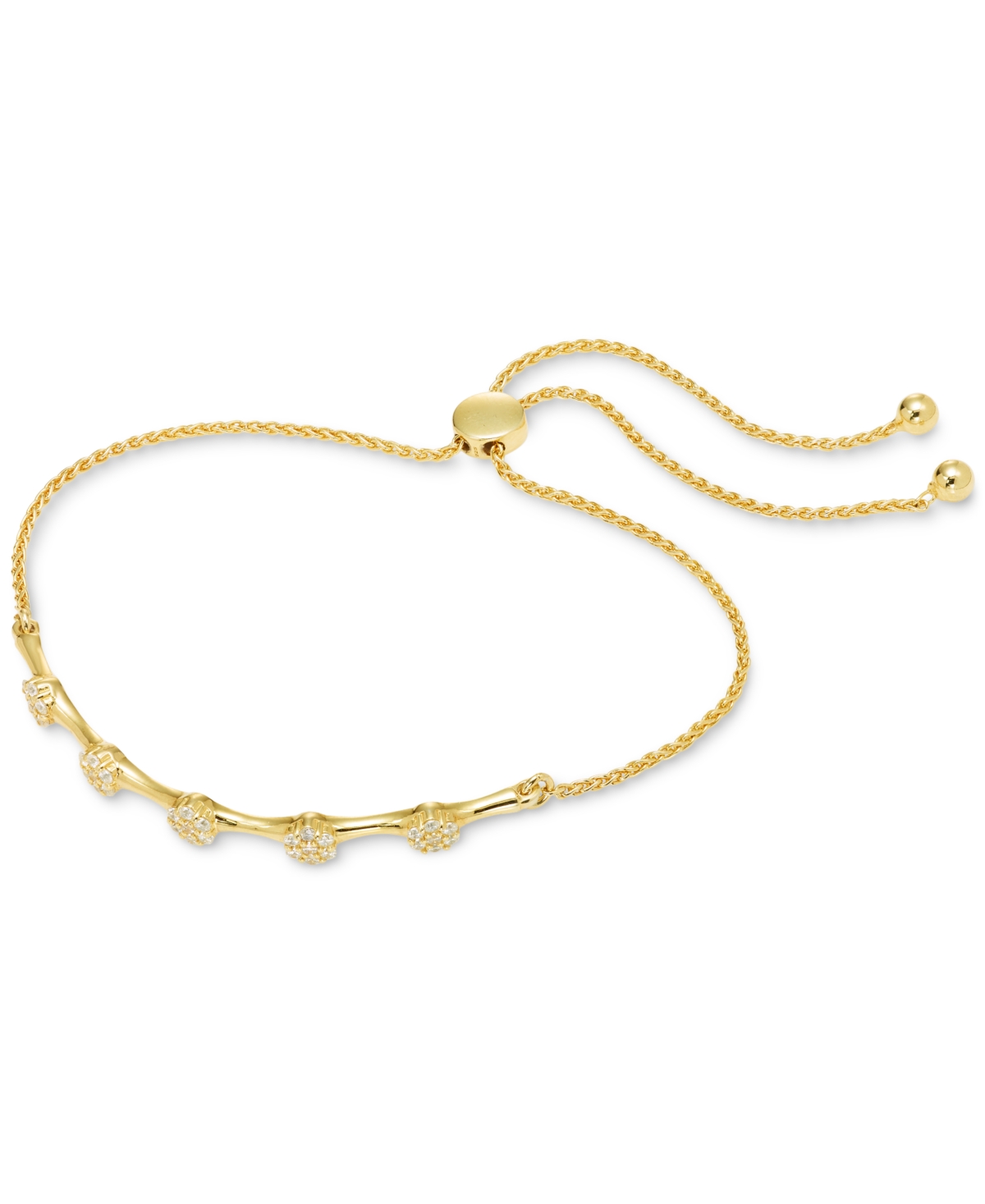 Macy's Diamond Cluster Station Bolo Bracelet (1/2 Ct. T.w.) In 10k Gold In Gold