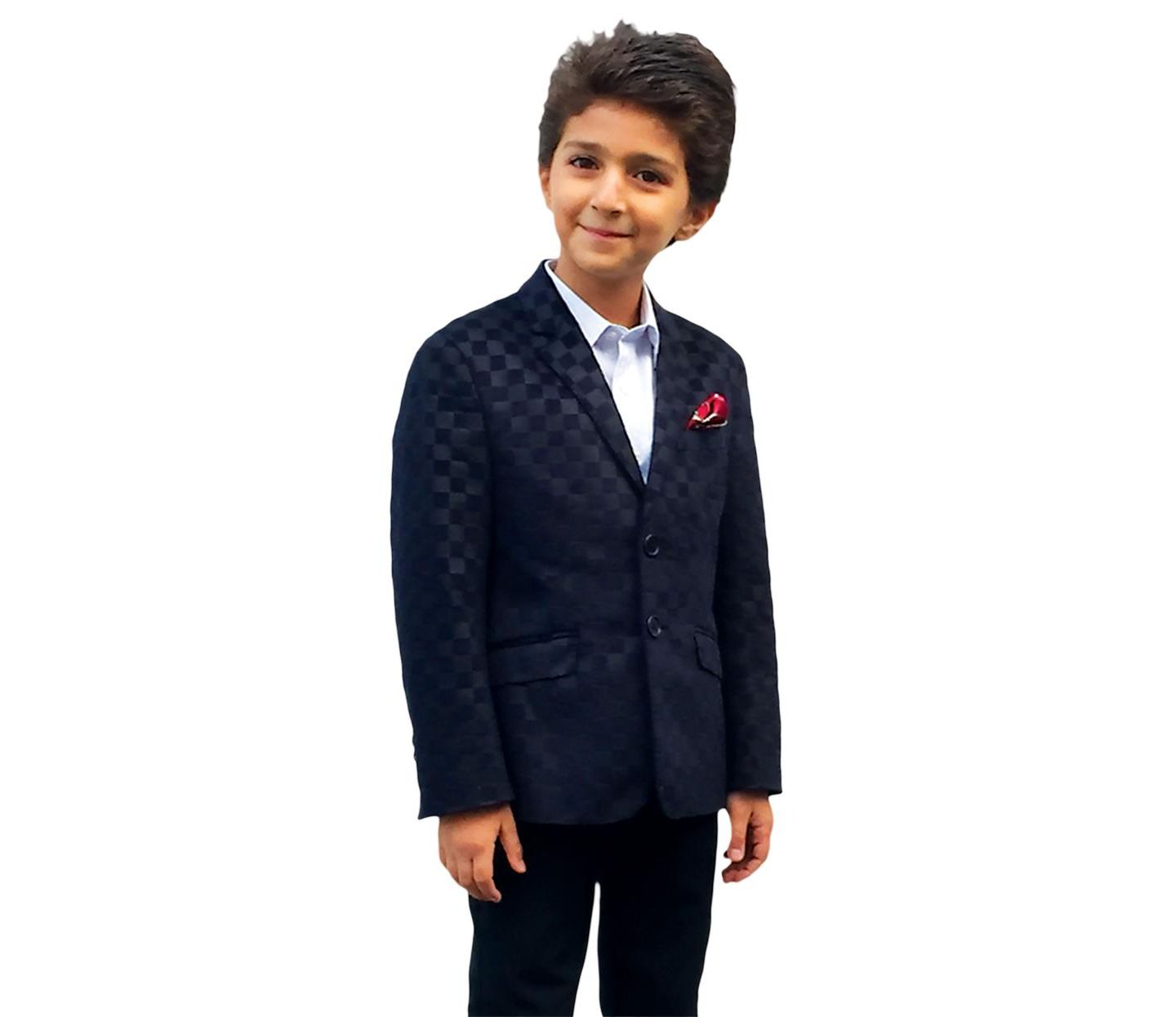 Пиджак Elie Balleh Navy Slim Fit Gingham Blazer для малышей, цвет: Тёмно-синий — фото 1