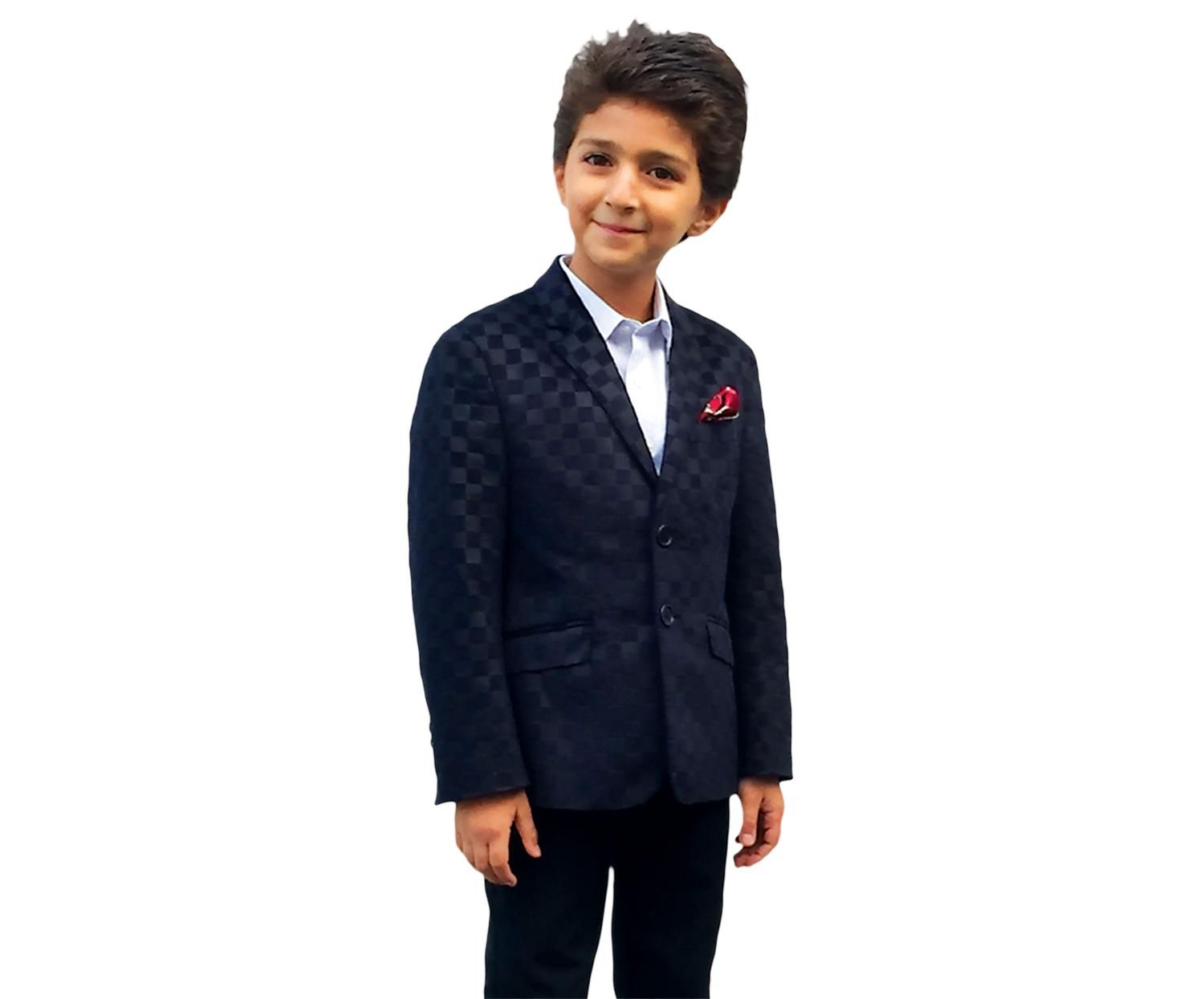 Toddler Navy Slim Fit Gingham Blazer