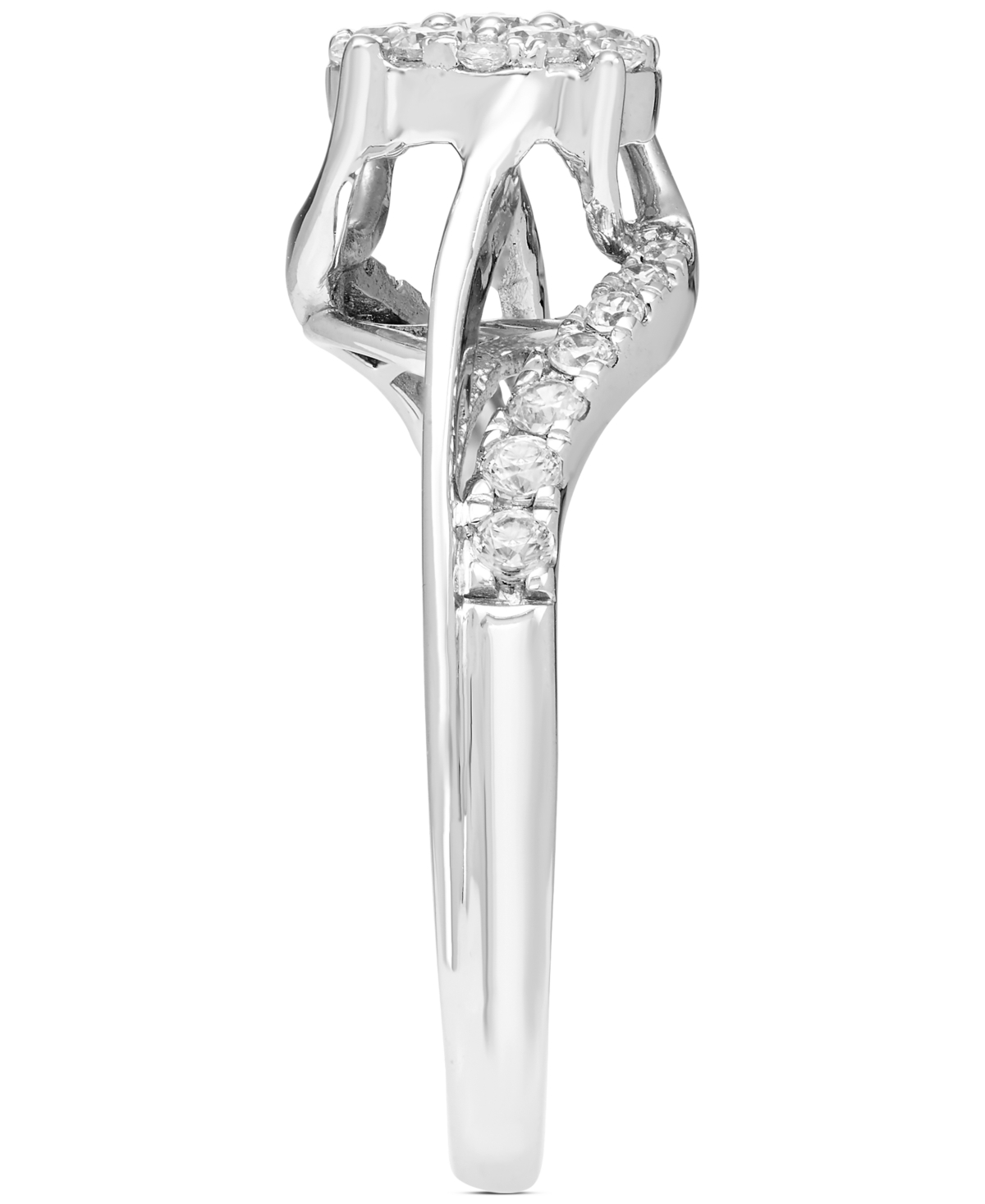 Macy's Diamond Cluster Ring (1/2 Ct. T.w.) In 10k White Gold In Metallic