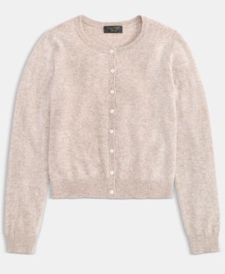 Petite Cashmere Crewneck Button-Front Cardigan, Exclusively at Macy's 