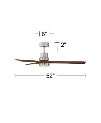 52" Delta-Wing DC Rustic Farmhouse 3 Blade Indoor Ceiling Fan LED Light Remote Control Brushed Nickel Walnut Wood for Living Room Kitchen