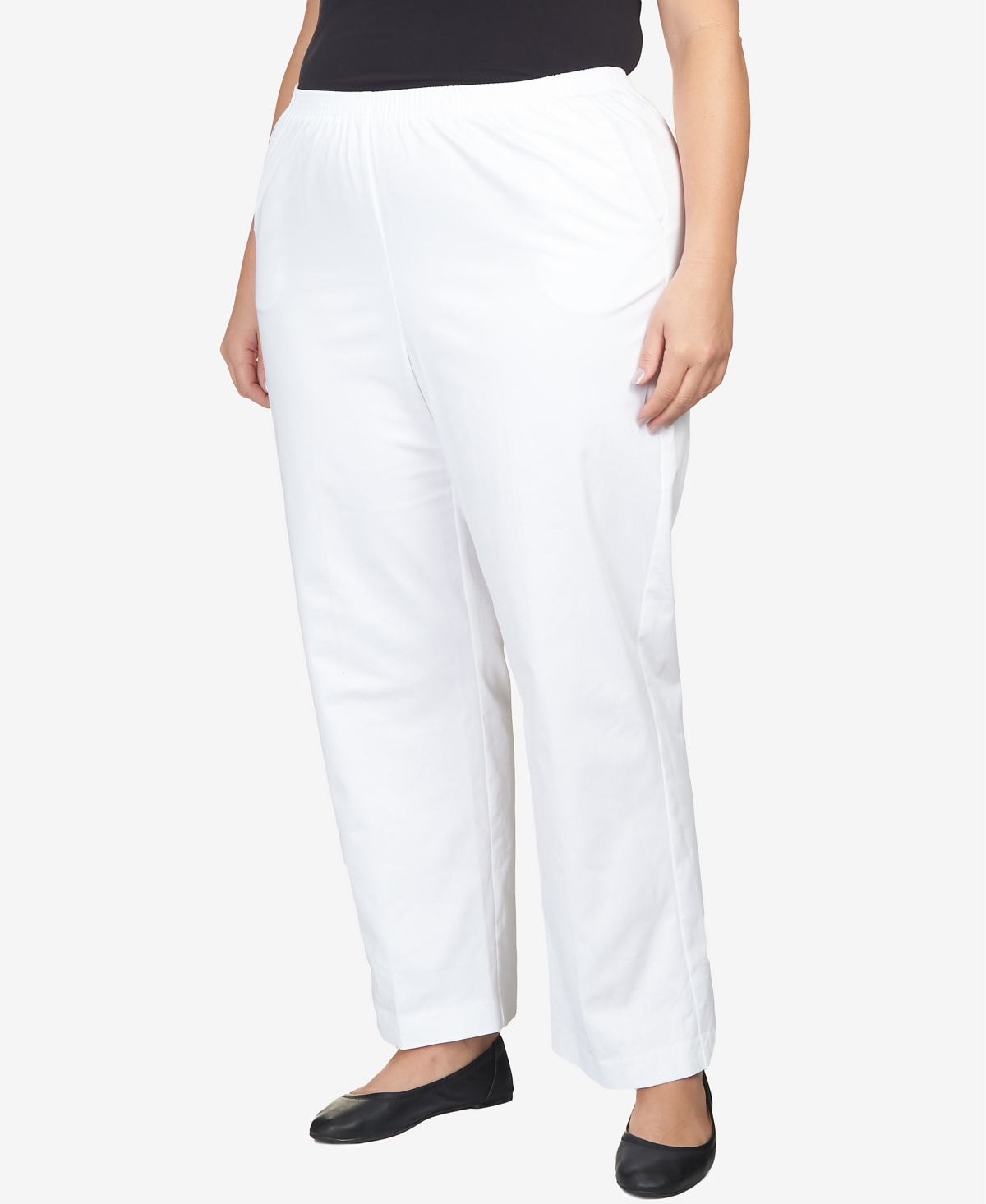 Alfred Dunner Plus Size Mid-rise Casual Pants In White