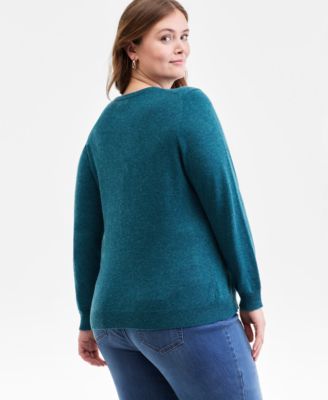 Plus Size 100% Cashmere Crewneck Sweater