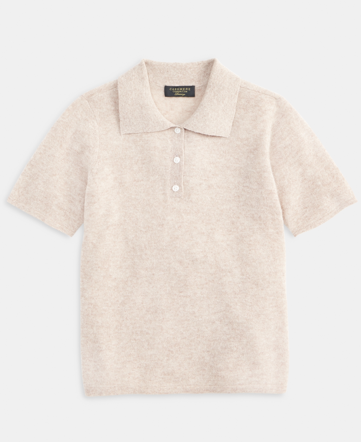 Charter Club Women's 100% Cashmere Short-sleeve Polo Sweater, Macy's Exclusive In Neutral