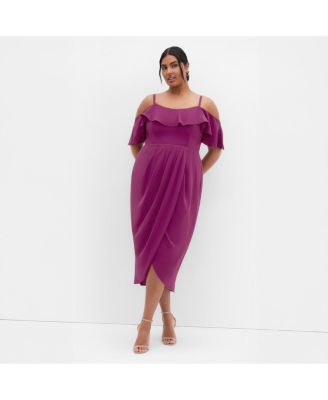 Women's Flirtation Drape Midi Dress