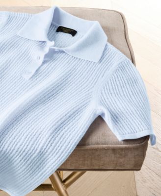 Women's 100% Cashmere Short-Sleeve Pointelle Polo Sweater, Macy's Exclusive