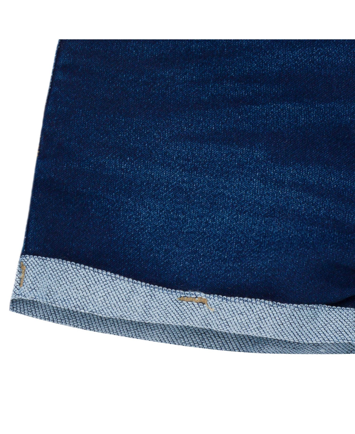 Baby Gender Neutral Cuffed Denim Shorts, Dark Denim Wash