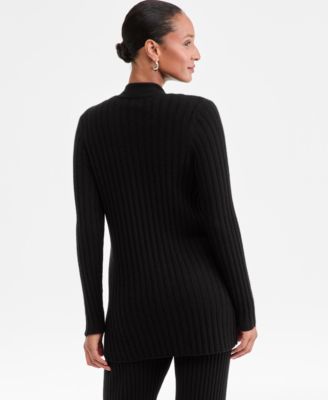 Petite Rib-Knit Open-Front Cashmere Duster, Exclusively at Macy's 