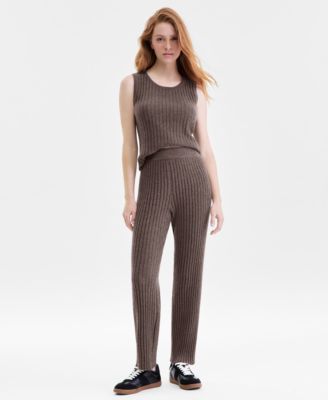 Petite Rib-Knit Cashmere Crewneck Tank Top, Exclusively at Macy's 